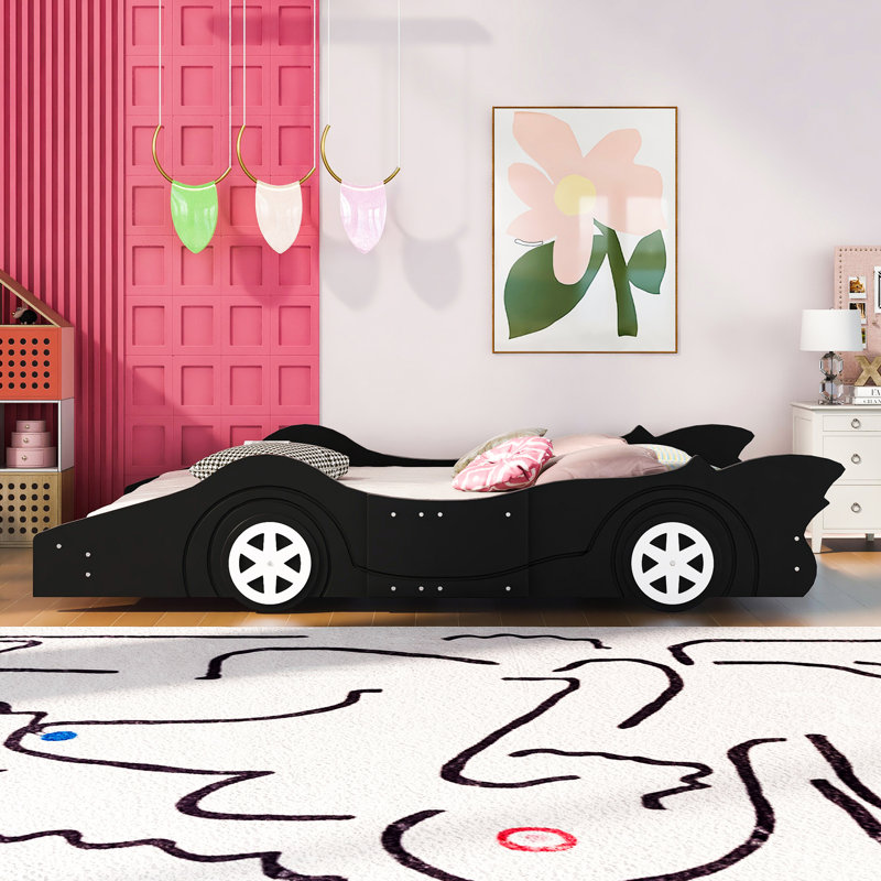 Lit plateforme avec roulettes Race, Noir, Complète