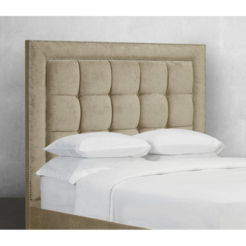 Tête de lit à panneau rembourré Wisconsin, Beige, Grand