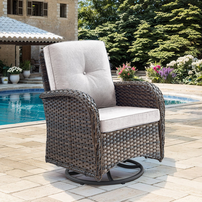 Fauteuil oscillant d'extérieur Gaetanino, Brun, Beige