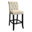 De 2 chaises de hauteur comptoir rustiques, tissu chenille beige recouvert de dossier et pieds noirs antiques pour la décoration de la maison
