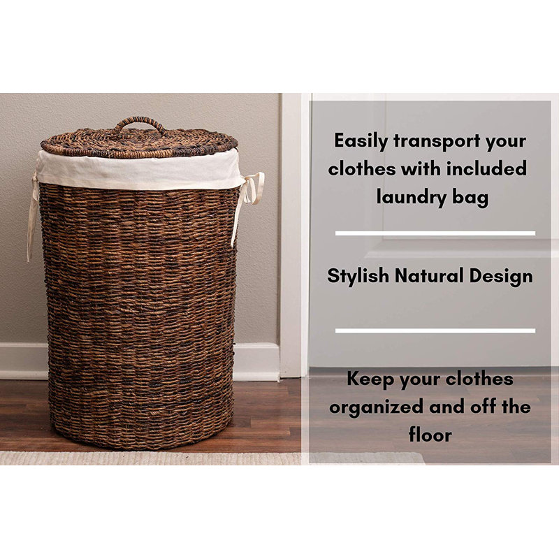 Laundry Hamper Handwoven Round Basket with Handles