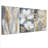 Gold and White Floral Canvas Wrapped Wall Art, Abstract Botanical Print (Set of 3)-118089262