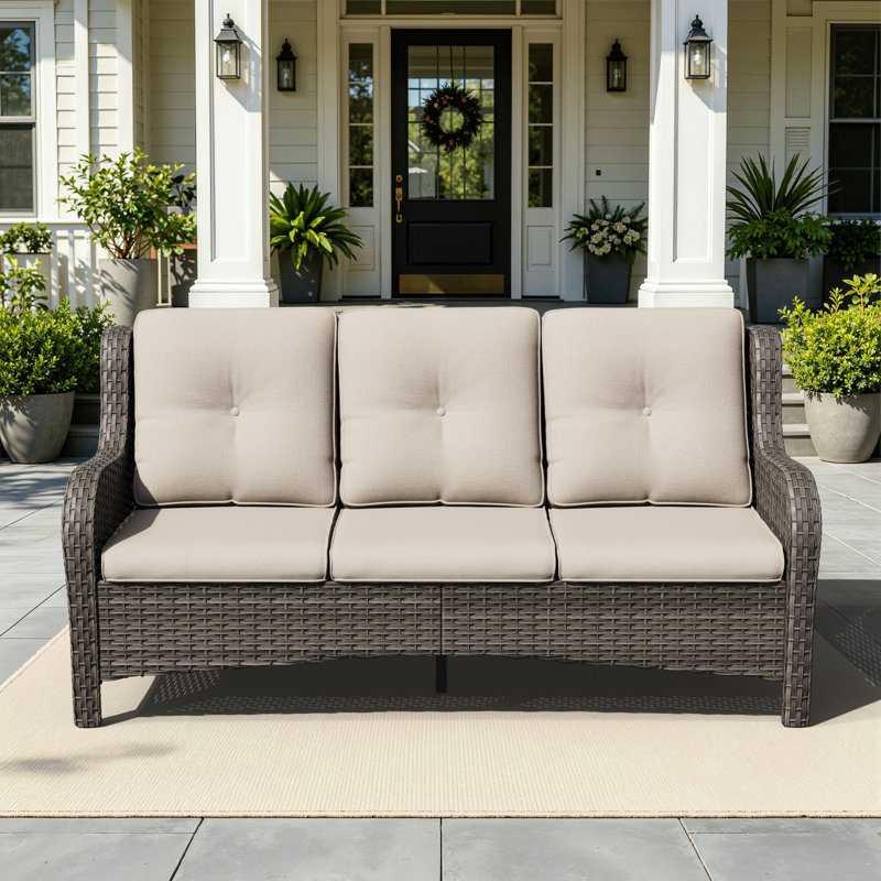 Magline 72.83'' Wicker Outdoor Patio Sofa, Beige