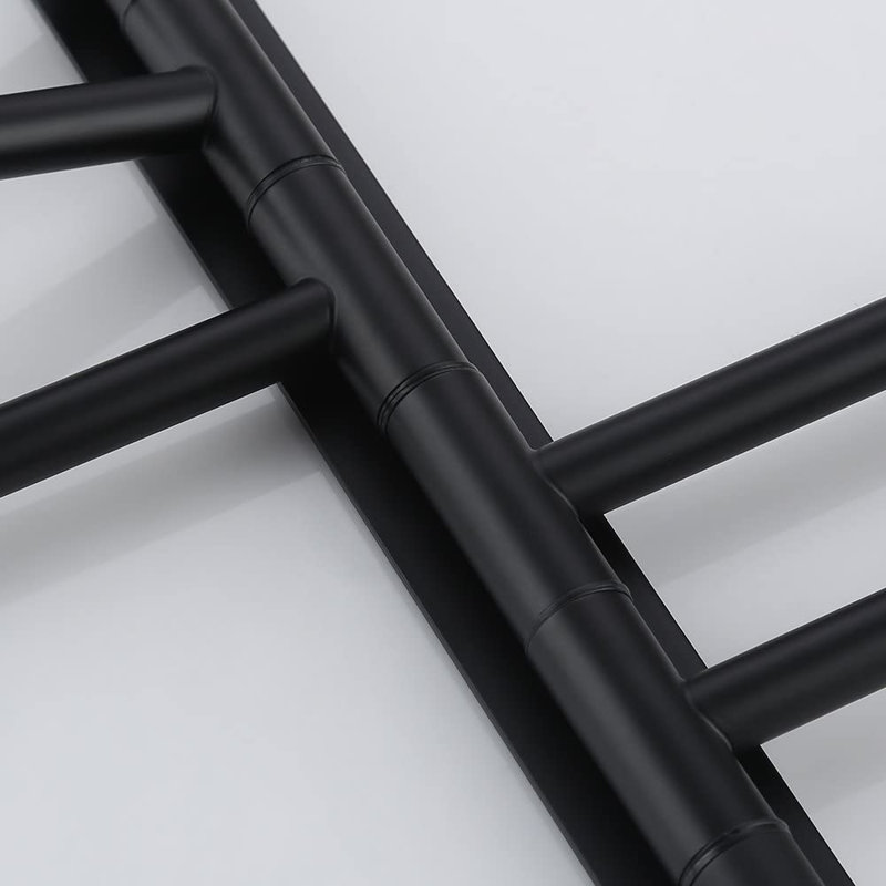 Porte-serviettes pivotant à 4 barres en acier inoxydable noir mat, fixé au mur avec une rotation de 180 °, pouvant supporter jusqu'à 32 lb pour l'organisation de la salle de bain