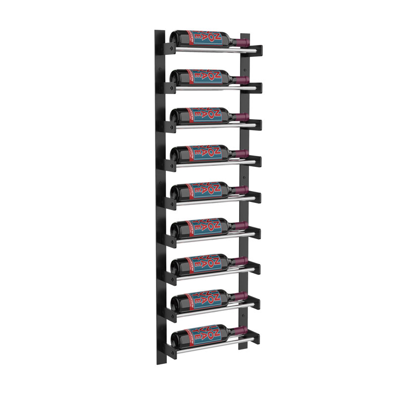 Support à vin mural pour 9 bouteilles Abbie-May, H 45 po x l 14,63 po x P 4,25 po, Chrome / noir mat
