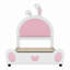 Lit plateforme tapissier simple avec tête de lit en forme de lapin-74517678