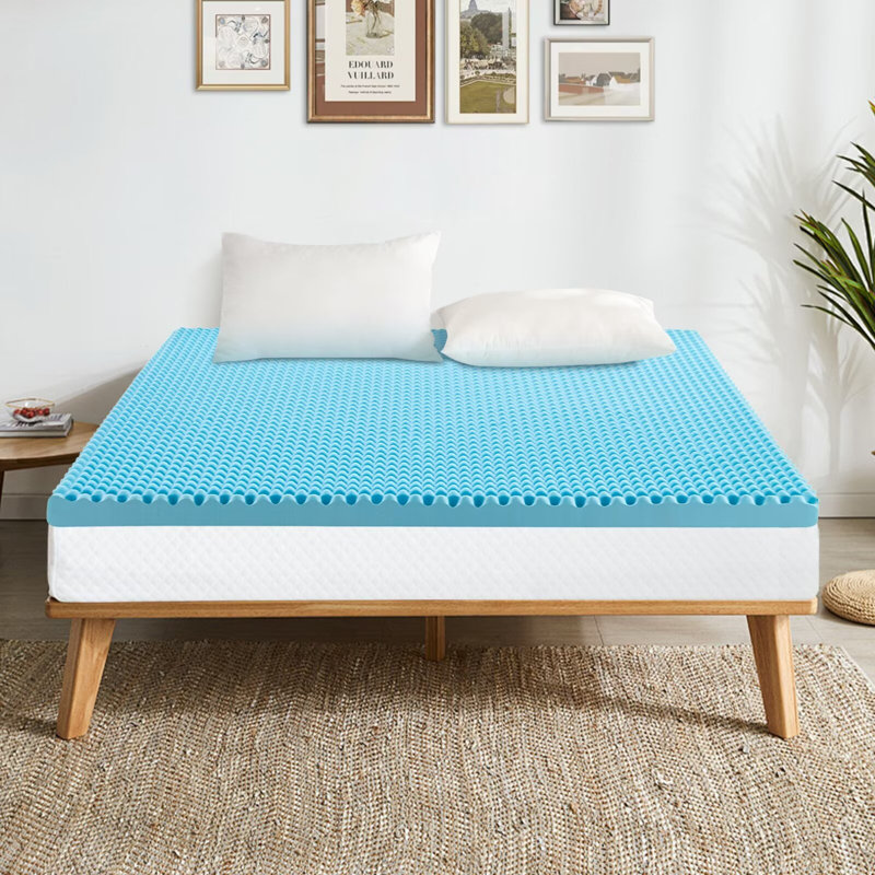 Alwyn Home 4 inch Egg Crate Memory Foam Mattress Topper with Gel Infusion, CertiPUR-US Certified, Queen