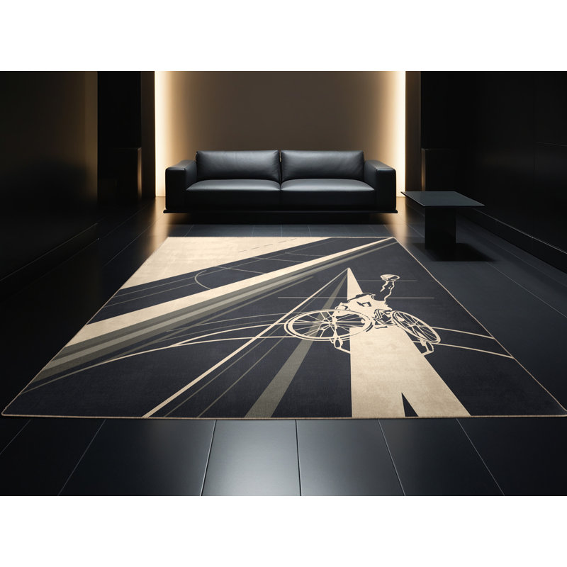 Tapis moderne et contemporain de basketball en fauteuil roulant gris et beige lavable à la machine Hambrook, 7x10