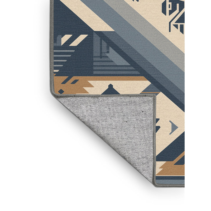 Machine Washable Ottoline Global Inspired Block Print Rug in Gray – Gray Binding, 5' Round
