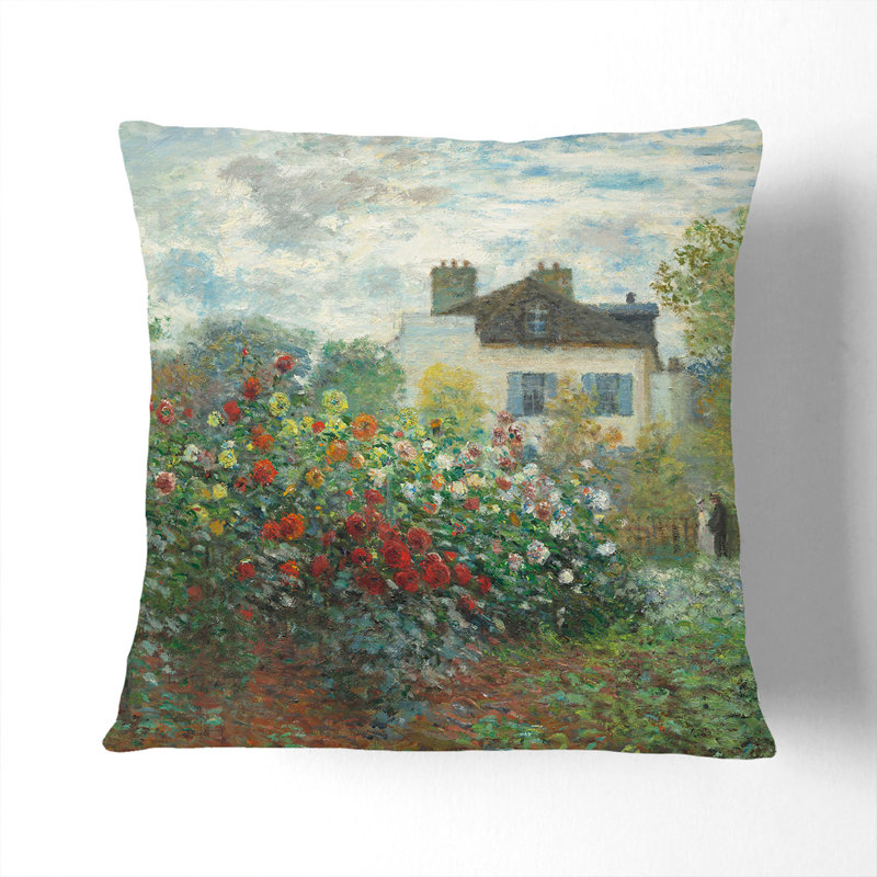 Garden In Argenteuil Square Throw Cushion, 55cm H x 55cm W x 20cm D, Black