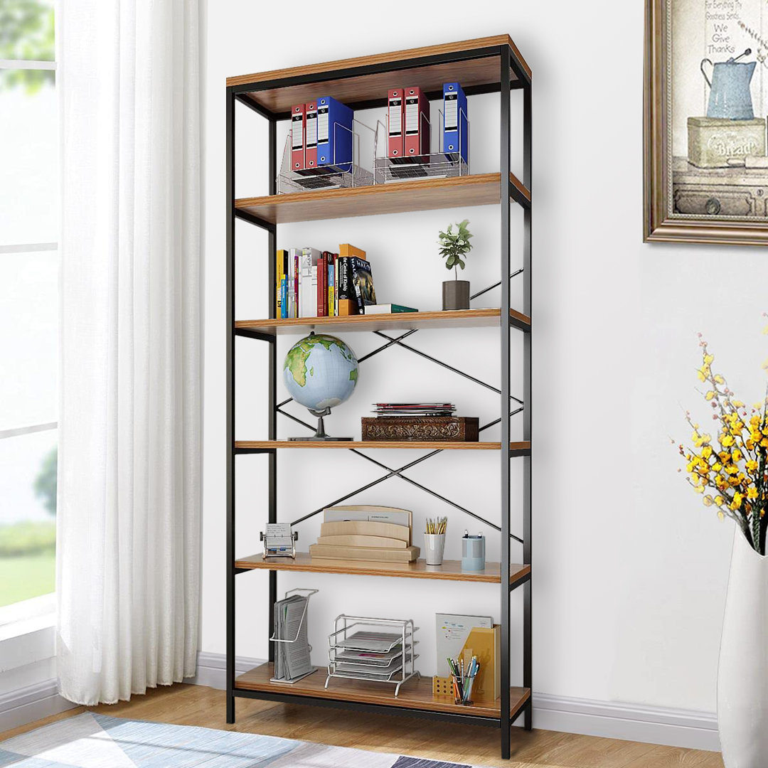 Gianantonio 70.9" x 31.5" Shelving Unit Rustic Industrial Large Bookshelf for Home Décor Display 17 Stories 
