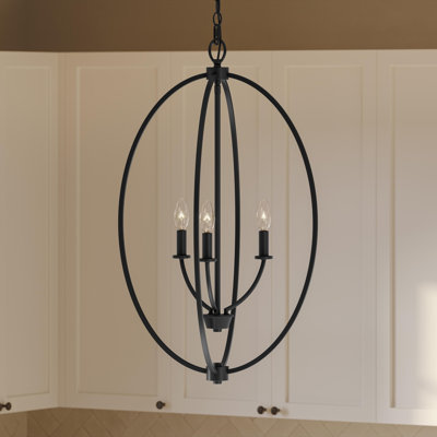 Jheni Three-Light Matte Black Foyer Pendant