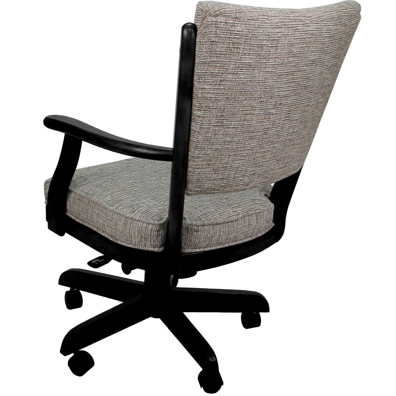 Dalani Classic Solid Wood Dining Caster Chair On Wheels, Black/Tan