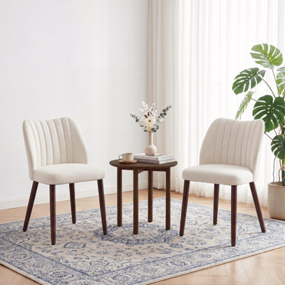 Modern Upholstered Dining Side Chair with Wooden Legs