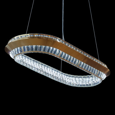 Lustre ovale en cristal à DEL Base Camp - or brossé