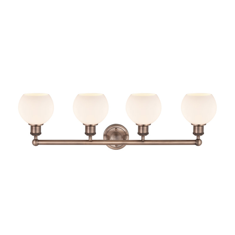Éclairage pour meuble-lavabo 4 lumières 33 pouces Cambria, Blanc mat, Cuivre antique