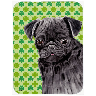 Caroline's Treasures Shamrock Lucky Irish Pug St. Patrick's Day Portrait Glass Cutting Board