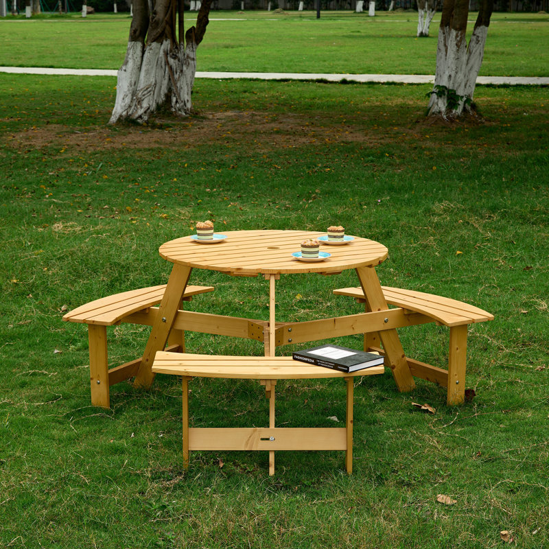 Outdoor 6 person picnic table, Naturel