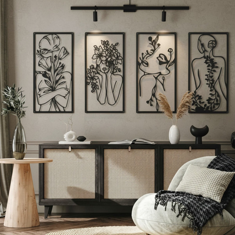 Ensemble de 4 reproductions d'art géométriques abstraites