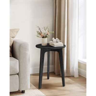 Petite table d'appoint ronde, table de chevet avec pieds fuselés et lignes courbes, idéale pour les petits espaces, salon ou chambre, gris anthracite.