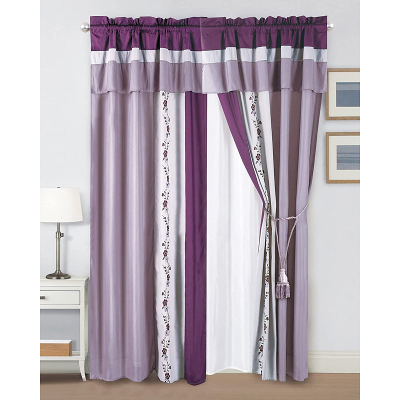 Lavender Purple Polyester Pleated Light-Filtering Window Panel Set