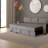 Flannel Fabric Sleeper Sectional With Left-Facing Storage Chaise-1212443363