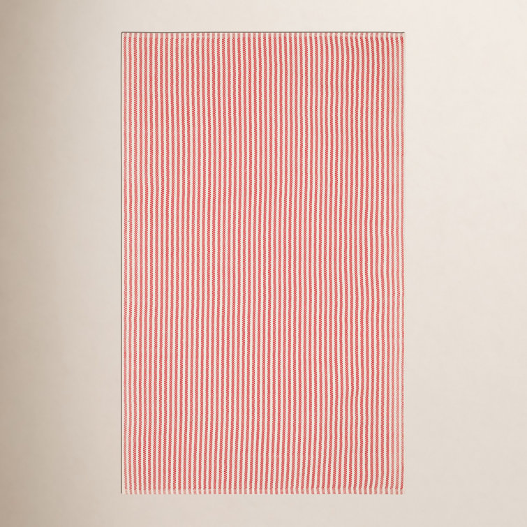 Pinstripe Red/Ivory Handwoven Indoor/Outdoor Rug
