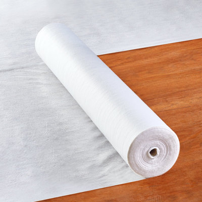 Film de protection pour tapis, écran de plancher et de surface de 39 po x 100 pi, installation simple et facile à couper, rouleau de film de protection pour tapis de voiture en tissu de fibre pour la construction et la rénovation, blanc