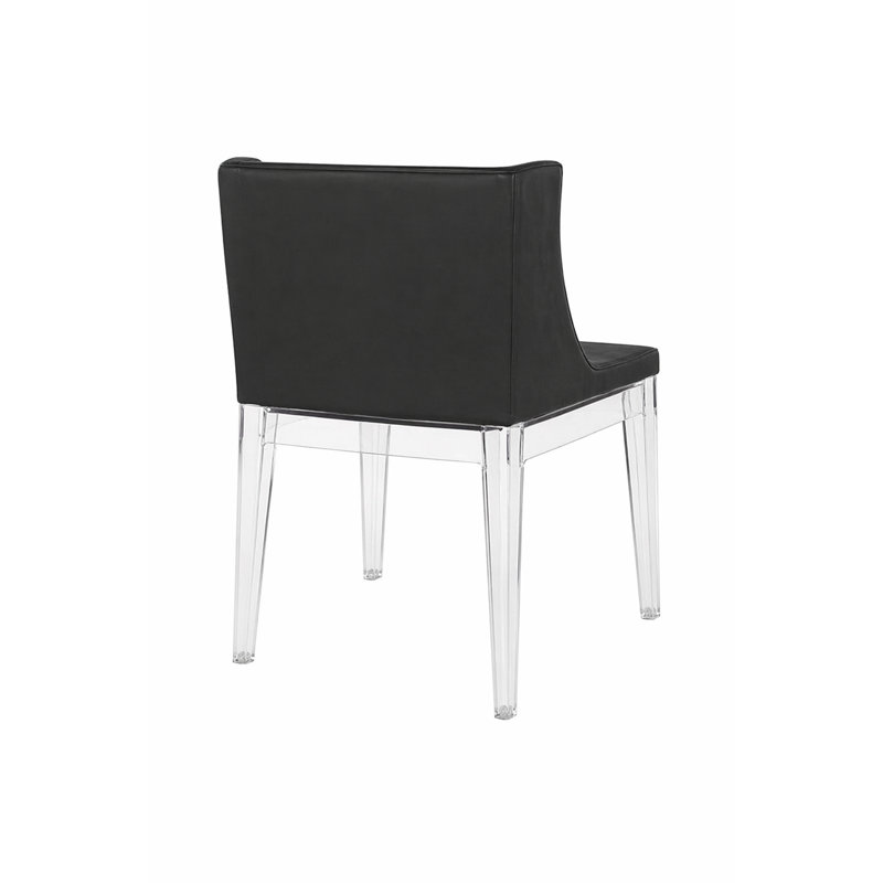 Chaise de salle à manger rembourrée Flora Pangea Home Marcia Doner, Noir