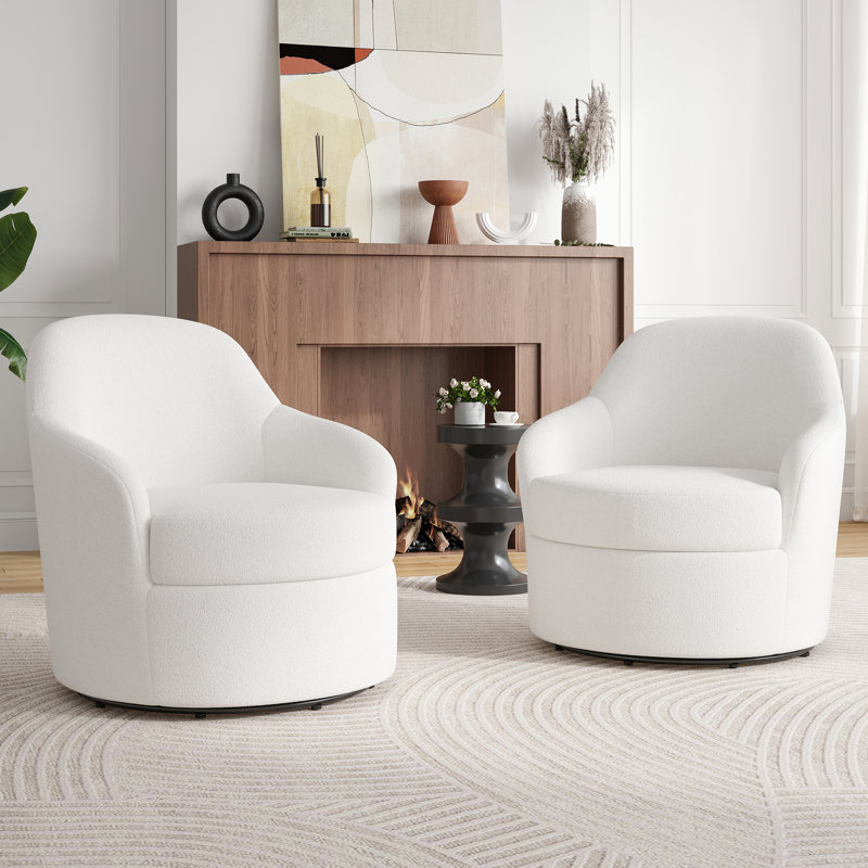 Fauteuil demi-tonneau pivotant Teddy, Blanc