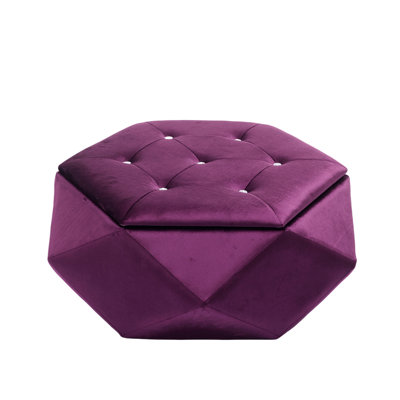Elegant Velvet Polygon Diamond Tufted Storage Ottoman, Multi-Functional Footrest And Seating Solution For Home, Comfortable And Practical Storage For Living Room And Bedroom