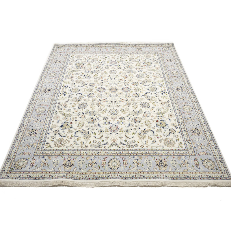 Tapis crème crème à motif oriental Indo-nain 8 x 10