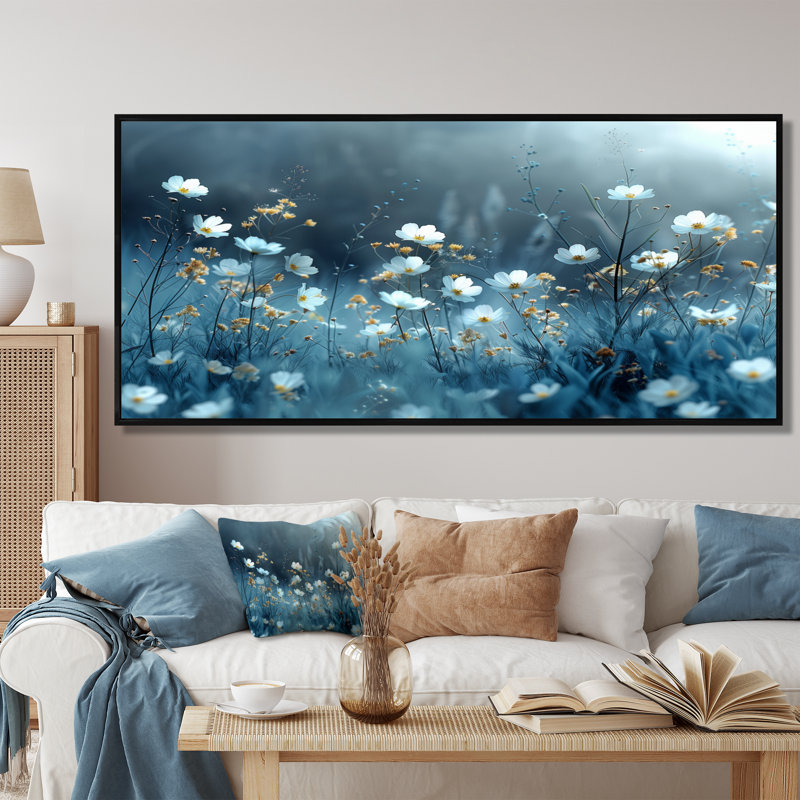 Bibeau - Wildflowers Wall Art Living Room, Cadre flottant blanc, 12" H x 20" W