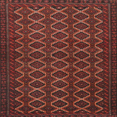 Tapis rouge/noir/beige traditionnel
