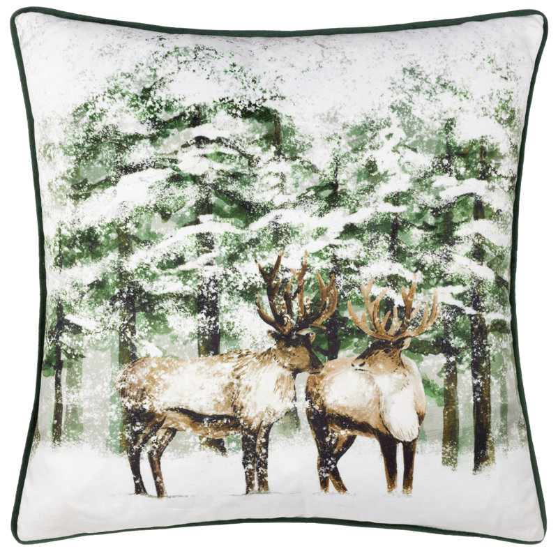Chrisrtmas Reindeer Green Rectangular Cushion