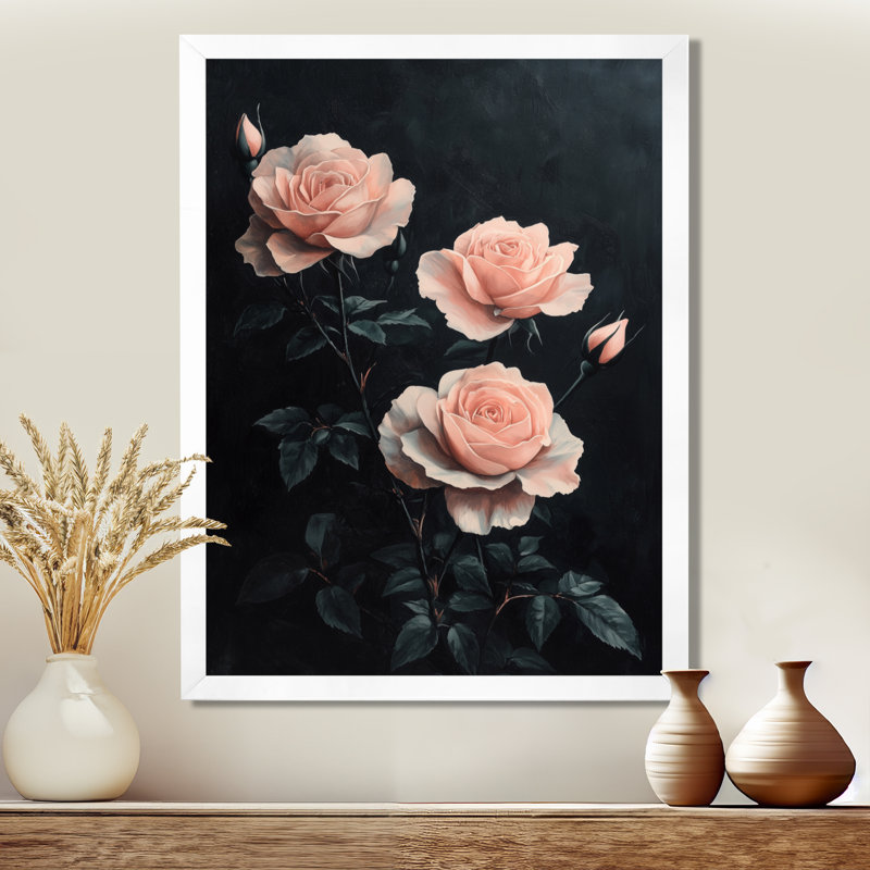 Ludgershall - reproduction d'art sur toile florale, H 32 po x l 24 po, Reproduction encadrée d'une seule photo, Blanc
