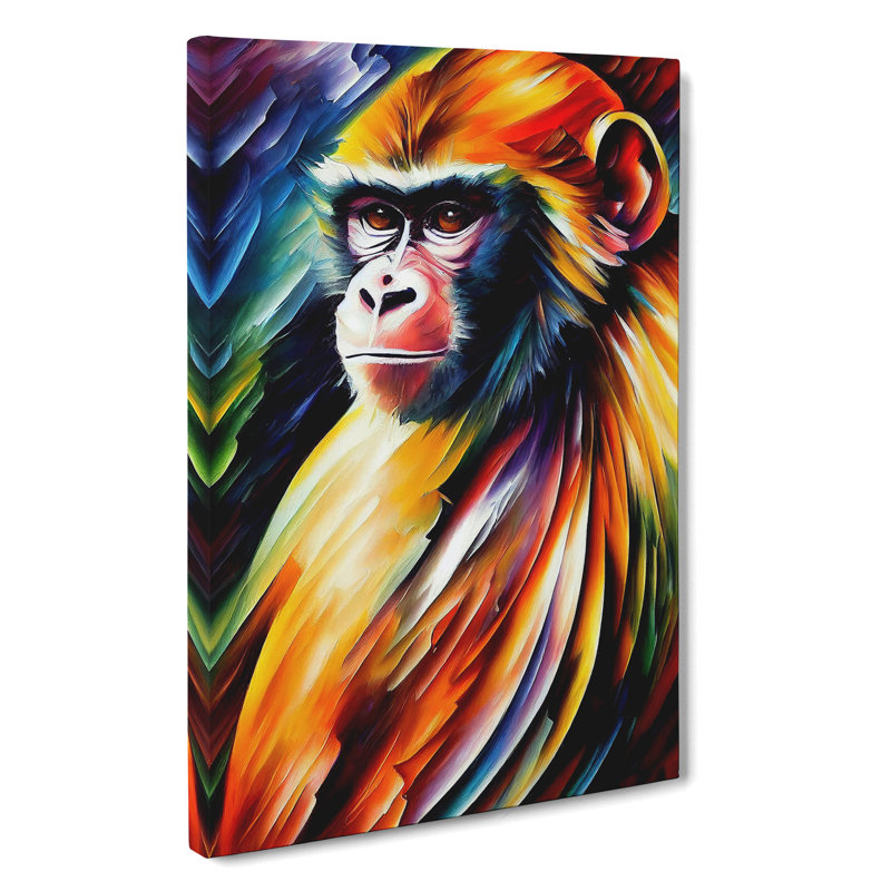 Monkey Portrait No.3 - Wrapped Canvas, 50cm H x 35cm W x 3cm D