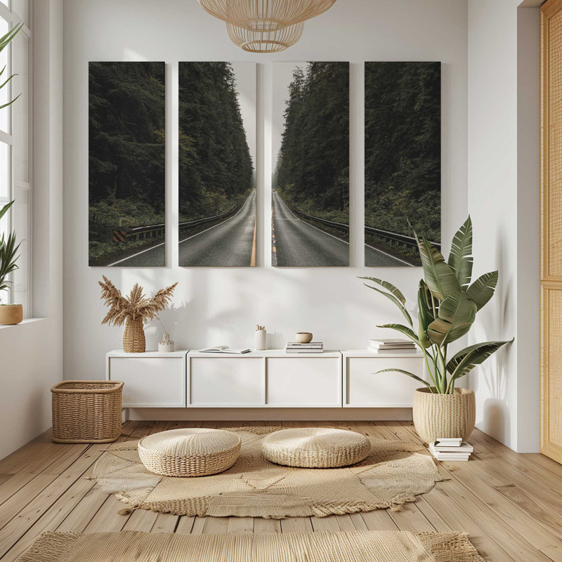 Forest Road | 4 Panel Split Large Canvas Print, 40" H x 60" W