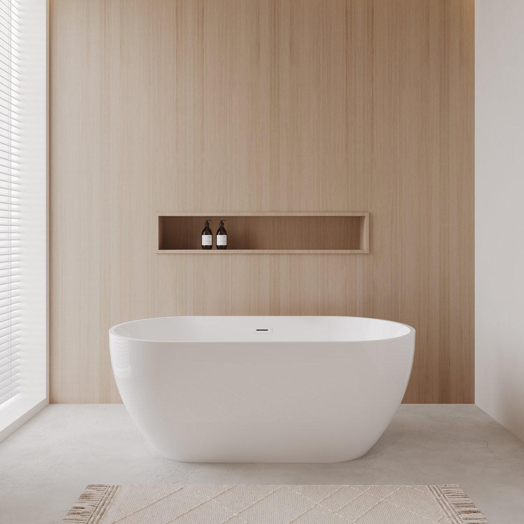 Juno 63'' x 32'' Freestanding Soaking Acrylic Bathtub Wyndham Collection 