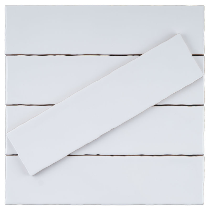 Rustic 2.95 in. X 11.81 in. Polished Ceramic Subway Wall Tile, White