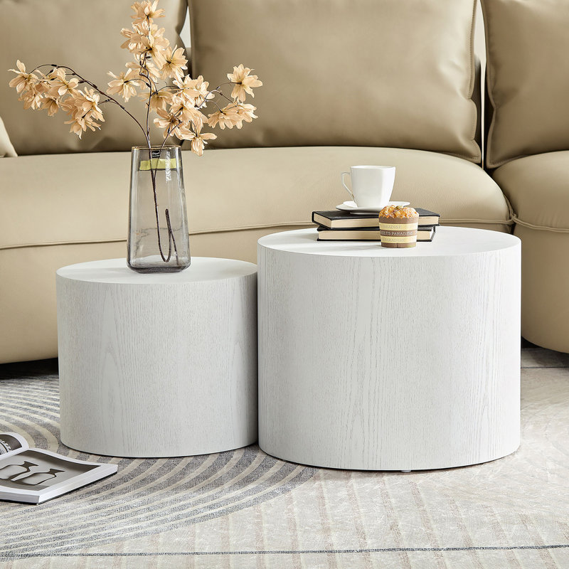 Ensemble de tables gigognes Modern Modern, White, H 15,75 po x L 18,9 po x l 18,9 po