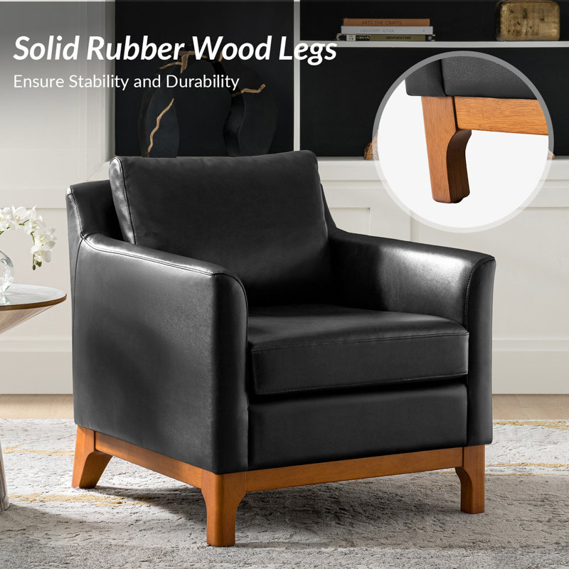 Fauteuil en cuir véritable Florita, Noir