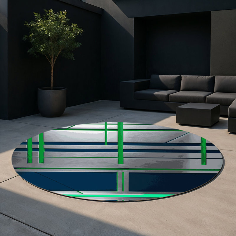 Infinity Circuit Indoor And Outdoor Area Rug, Round 5'