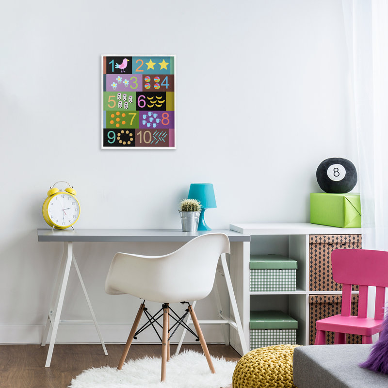Learning To Count Chart Framed Giclee, design by Carla Daly, 14" H x 11" W, Coastal White Framed Giclee