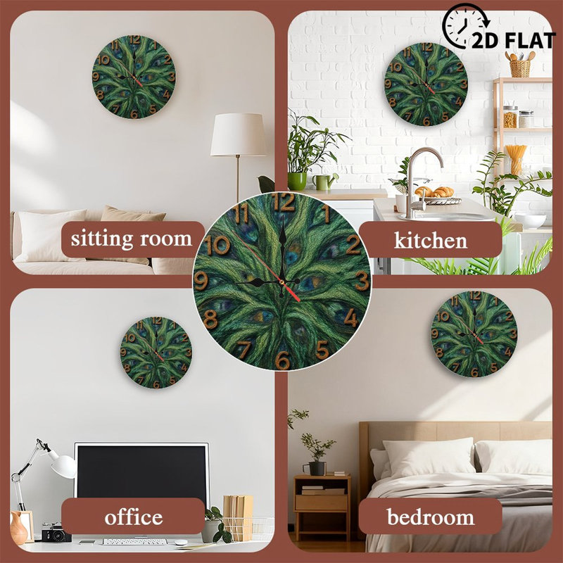 Horloge sur les plumes de paon