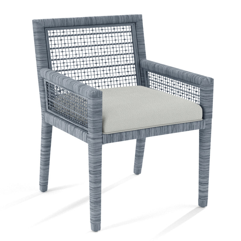 Chaise avec accoudoirs Glinda, À gros carreaux bleus; 0120-61, Verre d'eau