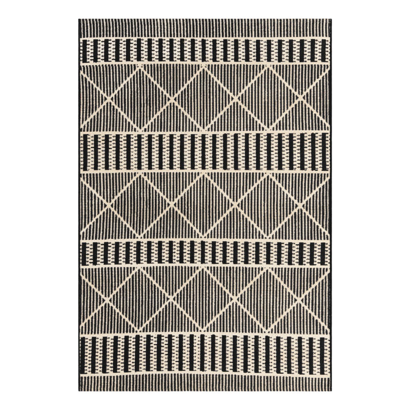 Black Dalyan Indoor/Outdoor Trellis Rug, Rectangle 4' x 6'