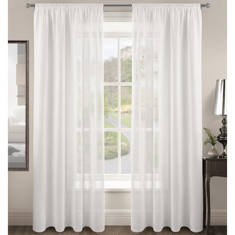 Kapellen Semi Sheer Curtain, 59cm Width x 48cm Drop, White