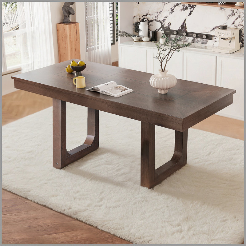 Table de salle à manger extensible de 60 à 78 po, table de cuisine en bois de ferme avec rallonge amovible, grande table extensible pour 4 à 8 personnes, noyer