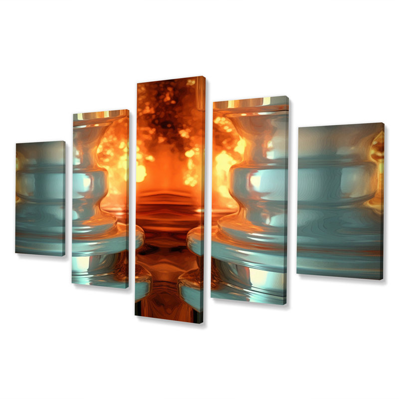 Ascencion univers surréaliste Rising Retro - art mural sur toile minimalisme - 5 panneaux